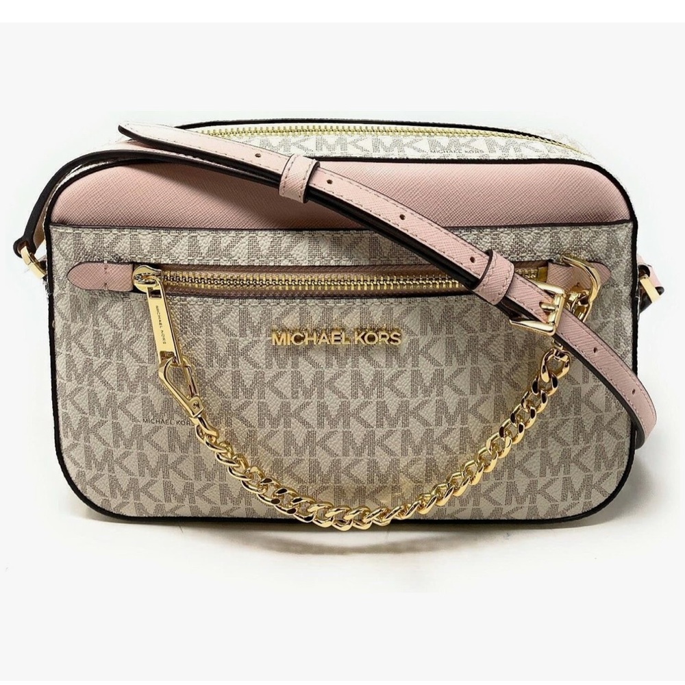 Michael Kors Jet Set East West Chain Crossbody Vanilla MK Powder Blush Pink